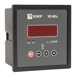 Вольтметр VD-961s цифровой на панель 96x96 (квадратный вырез) однофазный в коротком корпусе EKF PROxima VD-961s