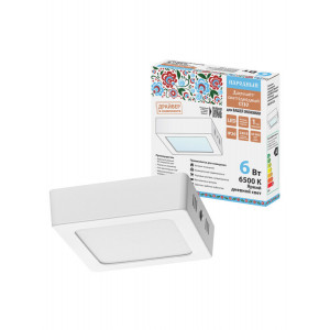 Светильник светодиодный накладной "Даунлайт НАРОДНЫЙ" квадрат СПО (белый) алюминий 6Вт 6500К SQ0329-4202