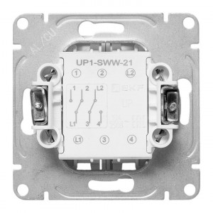 Механизм выключателя, двухклавишный, проходной, белый Эпика EKF UP1-SWW-21