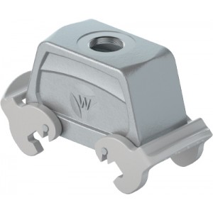 Крышка разъема 72.359.1635.1, Крышка разъема на кабель, типоразмер 16B, без уплотнителя, 1 отверстие с резьбой для кабельных вводов M32x1,5, с верхним расположением, с двумя защелками, материал корпуса: алюминиевый сплав