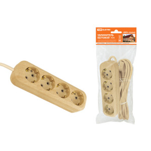 Удлинитель бытовой У04 4 гнезда, 5метров,2П+3, ПВС 3х1мм2 "Эко" (сосна) 16А/250В SQ1303-2012