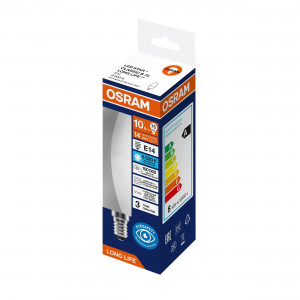 Лампа светодиодная 10Вт 806Лм 6500К Е14 свеча 170-250В OSRAM LONG LIFE 4099854186936