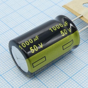 EEUFM1H102B, Конденсатор алюминиевый электролитический 1000мкФ 50В 20% (16 X 25мм) радиальные выводы 7.5мм 3320мА 7000час 105°С Лента в коробке