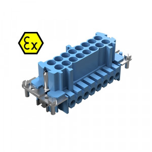 Вилочная контактная вставка EX STS 16 2,5 09IA, Вилочная контактная вставка взрывозащищенного разъема REVOS Ex, Size 16, винтовая фиксация, с защитой провода, 16 полюсов + РЕ, 90 V, до 16 A, материал контактов: медный сплав, тип покрытия контактов: олово