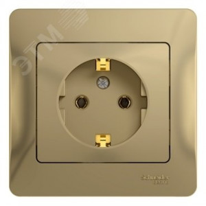 Розетка 1-м СП Glossa 16А IP20 с заземл. в сборе титан SE GSL000442