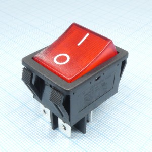 R59-5BRBT2-G, Выключатель клавишный с подсветкой 16А 250В ON-OFF 4 Pin -красный-