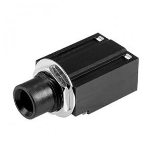 SJ-63033A, Телефонные разъемы audio jack, 6.35 mm, horizontal, 3 conductor, through hole, 0 switches, w/ nut