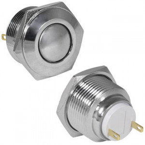 GQ19SB-10Z/J/N OFF-ON, Антивандальная кнопка металлическая с фиксацией, посадочная резьба М19, контакты под пайку