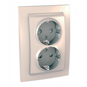 UNICA РОЗЕТКА двойная, со шторками, с заземлением, БЕЖЕВЫЙ C3(4) MGU23.067.25D