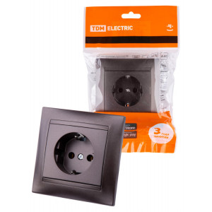 Розетка 2П+З 16А 250В шоколад "Лама" SQ1815-0523