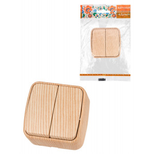 Выключатель 2-кл. открытой установки IP20 10А, сосна "Дача" Народная SQ1824-0052