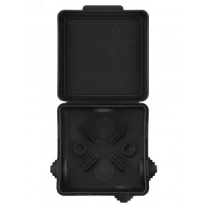 Распаячная коробка ОП 80х80х50мм, крышка, IP54, 7вх., черная, инд. штрихкод SQ1401-0912