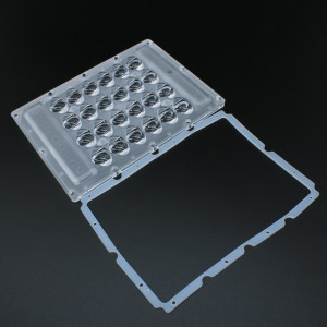 ALST135D24LEDT2M-cutoff, Групповая прямоугольная линза 4x6 на 24 светодиода 3030/5050, эфф=90%, диаграмма T2M-CUTOFF, 135x100мм H:9мм, PC-1250Z