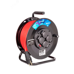 Удлинитель на катушке 4х50м с заземл. 16А IP44 3.5кВт ПВС 3х2.5 с терморазмыкателем YKKsm50m-4g-Z(2.5)IP YKKsm50m-4g-Z(2,5)IP