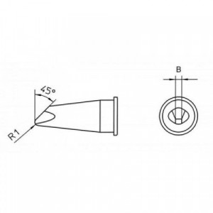 LHT D 45-soldering tip plated, Жало для паяльника WSP150, скошенный клин под углом 45° шириной 5,0мм с покрытием