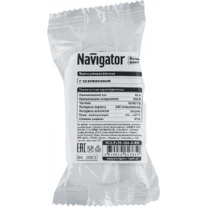 Вилка плоская 61 365 NCA-PL06-16A-E-WH с заземл. бел. Navigator 61365