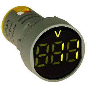 DMS-102, Цифровой LED вольтметр AC 20-500В, желтый, установка на панель в отв d=22мм