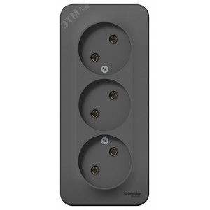 Розетка 3-м ОП Blanca 16А IP20 250В без заземл. без защ. шторок с изолир. пластиной антрацит SE BLNRA000316