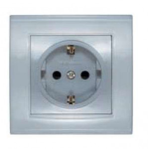 Розетка 1-м СП Бриллиант 16А IP20 с заземл. защ. шторки серебр. 7949889
