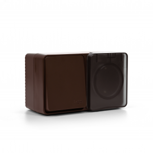 AtlasDesign PROFI IP54 О/У БЛОК: РОЗ. з/к со шт. 16А, ВЫКЛ.1-клав.10А, КОРИЧНЕВЫЙ ATN546070