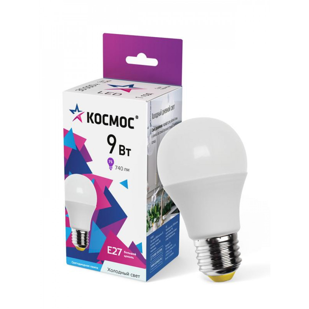 Изображение товара Светодиодная лампа А55 9Вт 6500K Е27 КОСМОС LED