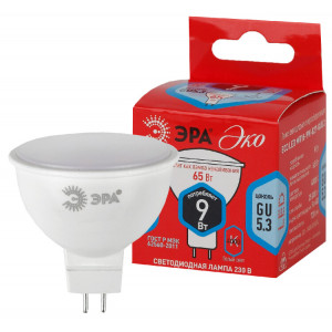 Лампа светодиодная ECO LED MR16-9W-840-GU5.3 (диод, софит, 9Вт, нейтр, GU5.3) (10/100/4000) Б0032973