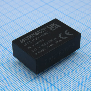 URF2412P-6WR3, Преобразователь DC/DC мощность, Вт: 6 вход 24(9-36)В выход 12В изоляция: 3000В, 31.6*20.3*10.2мм