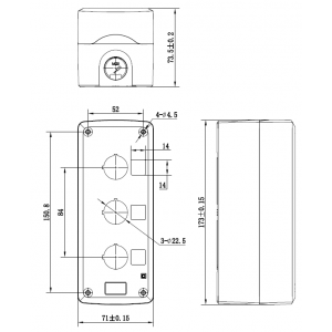 Корпус под кнопочный пост, 3 места MC03