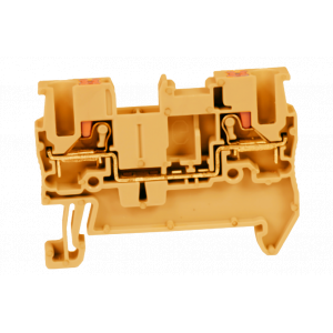 Проходная клемма UJ6-2.5(OG), Проходная клемма, тип фиксации провода: Push-in, номинальное сечение: 2,5 мм кв., 24A, 800V, ширина: 5,2 мм, цвет: оранжевый, тип монтажа: DIN35