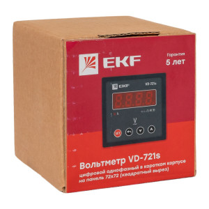 Вольтметр VD-721s цифровой на панель 72x72 (квадратный вырез) однофазный в коротком корпусе EKF PROxima VD-721s