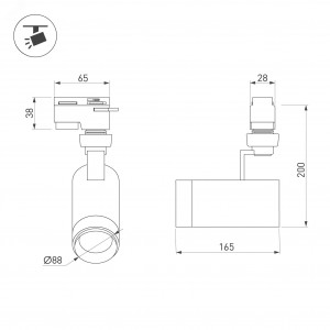 Светильник LGD-ZEUS-2TR-R88-20W Warm3000 (BK, 20-60 deg, 230V) 025947(1), Светильник подвесной для треков/шин 2 провода, 20Вт. Цвет свечения ТЕПЛЫЙ 3000K, световой поток 1600-2000лм, регулируемый угол 20-60°, CRI>90. Корпус круглый, металл, цвет черный, IP20. Размеры DxHxL O88x200x162мм. Входное напряжение AC220-240V