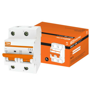 Автоматический выключатель ВА47-100 2Р 63А 10кА х-ка С SQ0207-0064