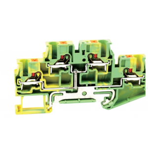 Заземляющая клемма UJ6-4/2-2JD, Заземляющая клемма, тип фиксации провода: Push-in, номинальное сечение: 4 мм кв., ширина: 6,2 мм, цвет: желто-зеленый, тип монтажа: DIN35