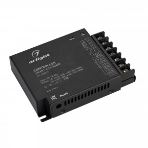 Контроллер SMART-K32-RGBW (12-48V, 4x8A, 2.4G) 028297, Контроллер для светодиодной RGBW ленты (ШИМ). Питание/рабочее напряжение 12-48VDC, максимальный ток 8A на канал для 12-24V и 5А на канал для 36-48V, 4 канала, максимальная мощность 384-768W для 12-24V и 720-960W для 36-48V. Винтовые клеммы. Корпус - метал