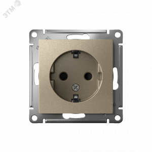 Розетка 1-м СП AtlasDesign 16А IP20 с заземл. защ. шторки механизм шампань SE ATN000545
