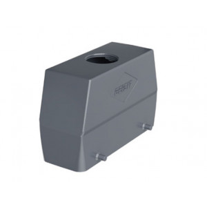 Крышка разъема H24B-TOH-4P-M40, Крышка разъема на кабель, типоразмер 24B, высокое исполнение, без уплотнителя, 1 отверстие с резьбой для кабельных вводов M40x1,5, с верхним расположением, без защелок (упоры для двух защелок), материал корпуса: алюминиевый сплав