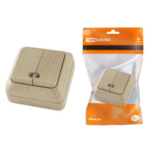 Выключатель 2-кл. открытой установки с подсветкой IP20 10А, сосна "Ладога" SQ1801-0046