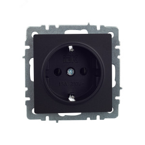 Розетка BRITE РС11-1-0-БрЧ 16А с заземл. без защ. шторки черн. IEK BR-R11-16-K02