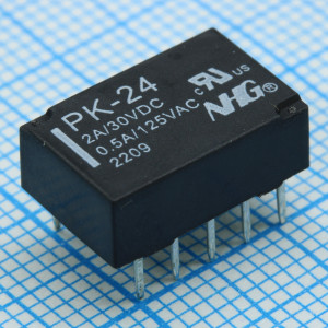 PK-24V, Реле поляризованное 0.5A 125VAC / 2A 30VDC 2 группы на переключение поляризованное,2 обмотки 24В 0.2Вт