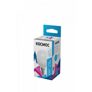 Лампа светодиодная 7.5Вт шар 4500К бел. E14 220В КОСМОС LkecLED7.5wGL45E1445