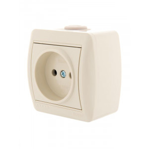 Розетка 1-м ОП Nata 16А IP20 без заземл. керамика крем. 710-0300-121