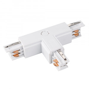 Коннектор тройной LGD-4TR-CON-EXT-R1-WH (C) 026146, T-образный коннектор для треков 4TR. Цвет белый.  Аналог XTS-37 Global Track Pro.  Направление соединений снаружи/справа (определение необходимого коннектора происходит относительно контакта заземления системы). 166х99х33 мм с контактами, 99х66х33 мм без