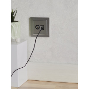 BRITE Розетка двойная TV+RJ45 кат.5E РТВ/РК12-БрС сталь BR-AK20-1-K46