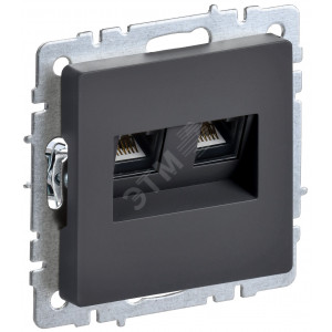 BRITE Розетка компьютерная двойная RJ45 кат.5E РК10-2-БрГ графит BR-K20-1-K53