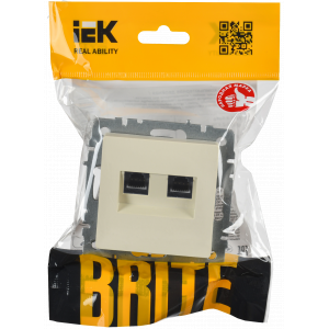 Розетка компьютерная двойная СП RJ45 кат.5E BRITE РК10-2-БрКр беж. BR-K20-1-K10