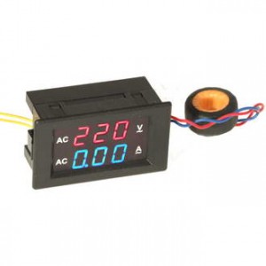 DMS-701, Цифровой LED вольт-амперметр AC 100-300В/0-10А, JX-0.39, 2-х строчный