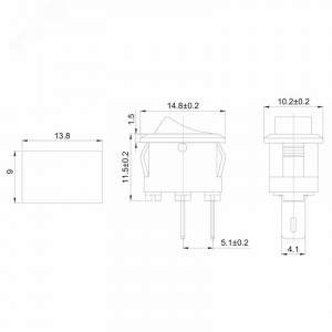 RWB-101 красный, Выключатель клавишный ON-OFF (2c) 3А 250В
