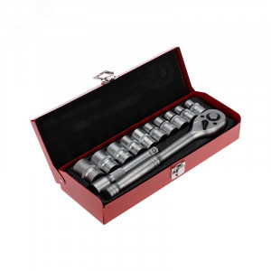 Набор торцевых головок 1/2, головки 10-24 мм, с трещоточным ключом, 12 предметов 12-8301