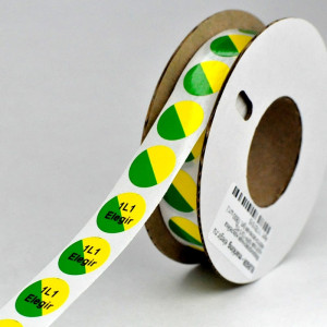 Маркировка круглая NPP-15/1-YG, Маркировочная наклейка, для токоведущих шин и электрооборудования, диаметр 15 мм, цвет желто-зеленый, Наклеек в ряду - 1, для принтера: RT200, RT230, в упаковке 1800 наклеек