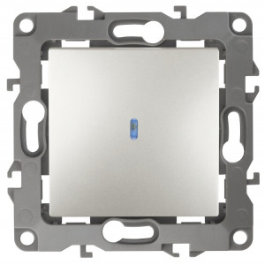 12-1102-15 Выключатель с подсветкой, 10АХ-250В, IP20, 2, перламутр (10/100/2500) Б0019427